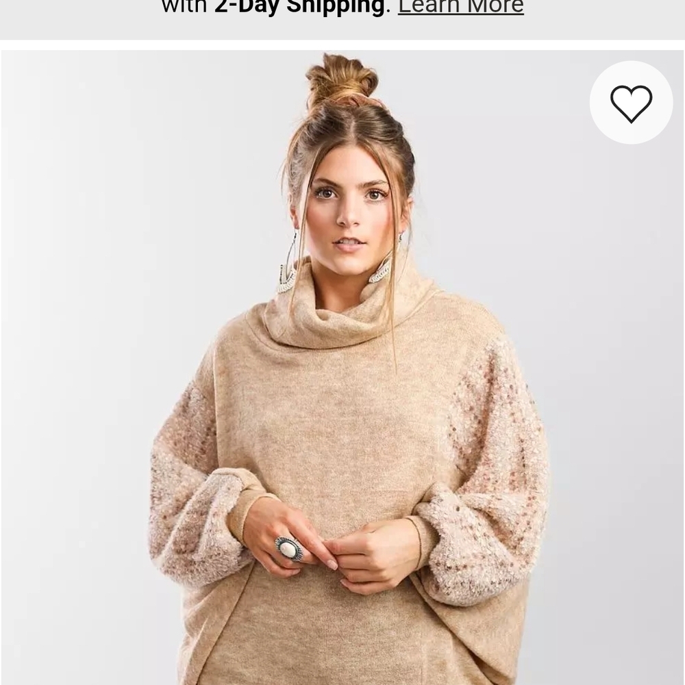 Gimmicks by BKE Tan Cowl Neck Sweater - Picture 5 of 8